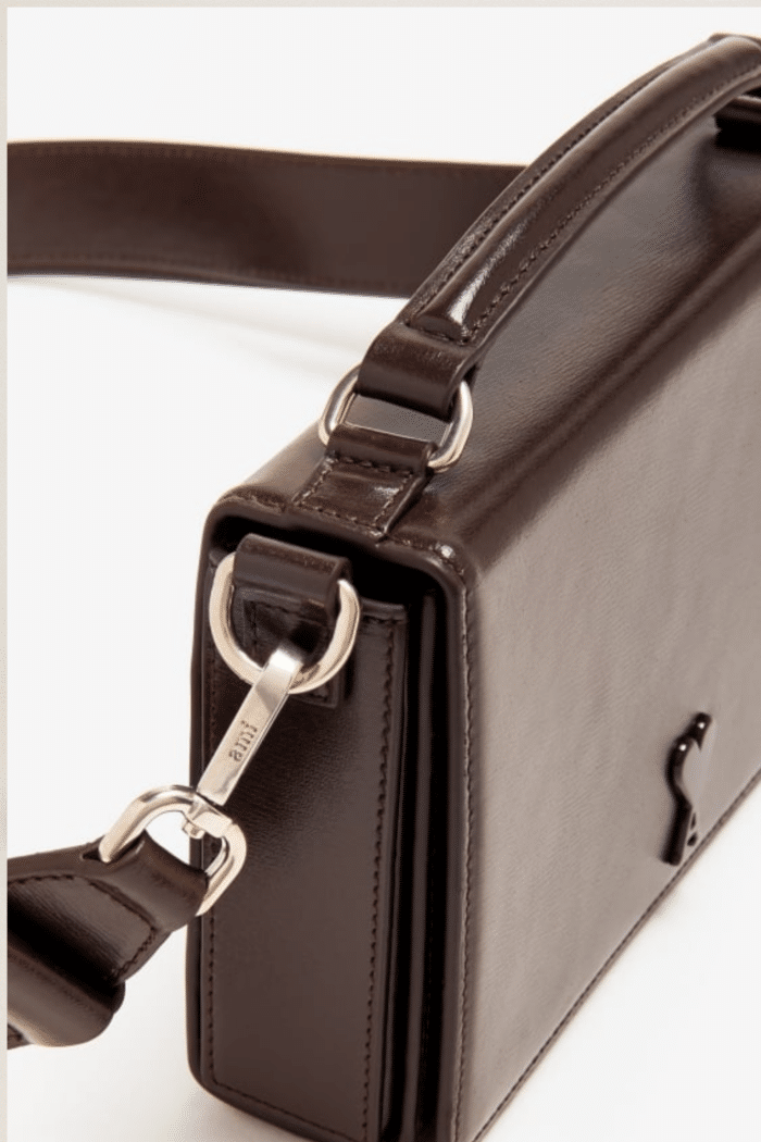 Sac lunch box cuir marron