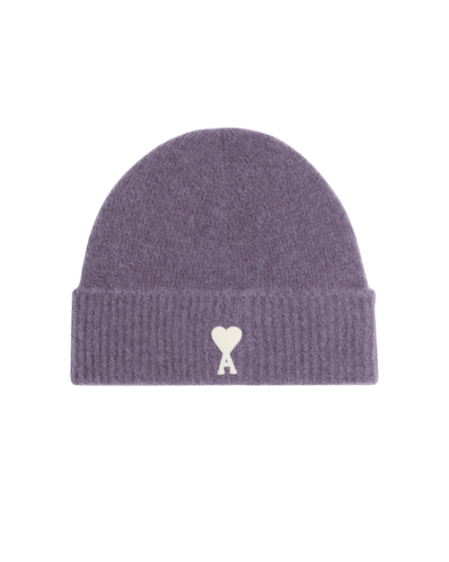 Bonnet Alpaga Lilas Cœur Blanc