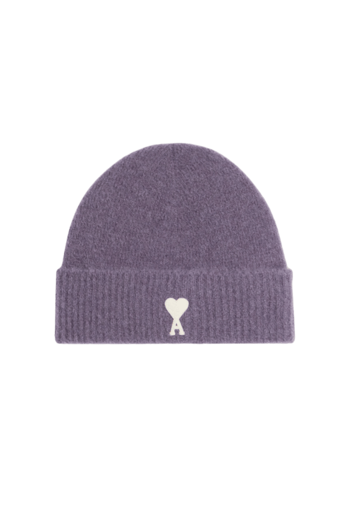 Bonnet Alpaga Lilas Cœur Blanc