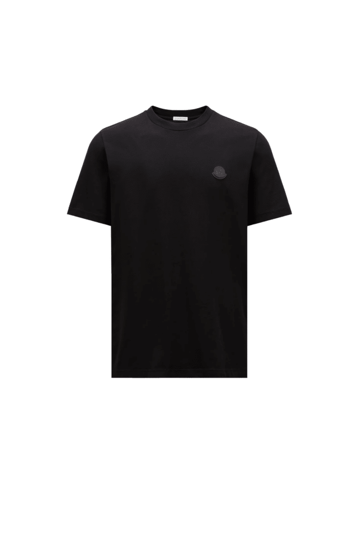 Tee-Shirt Coton Noir Logo Cuir