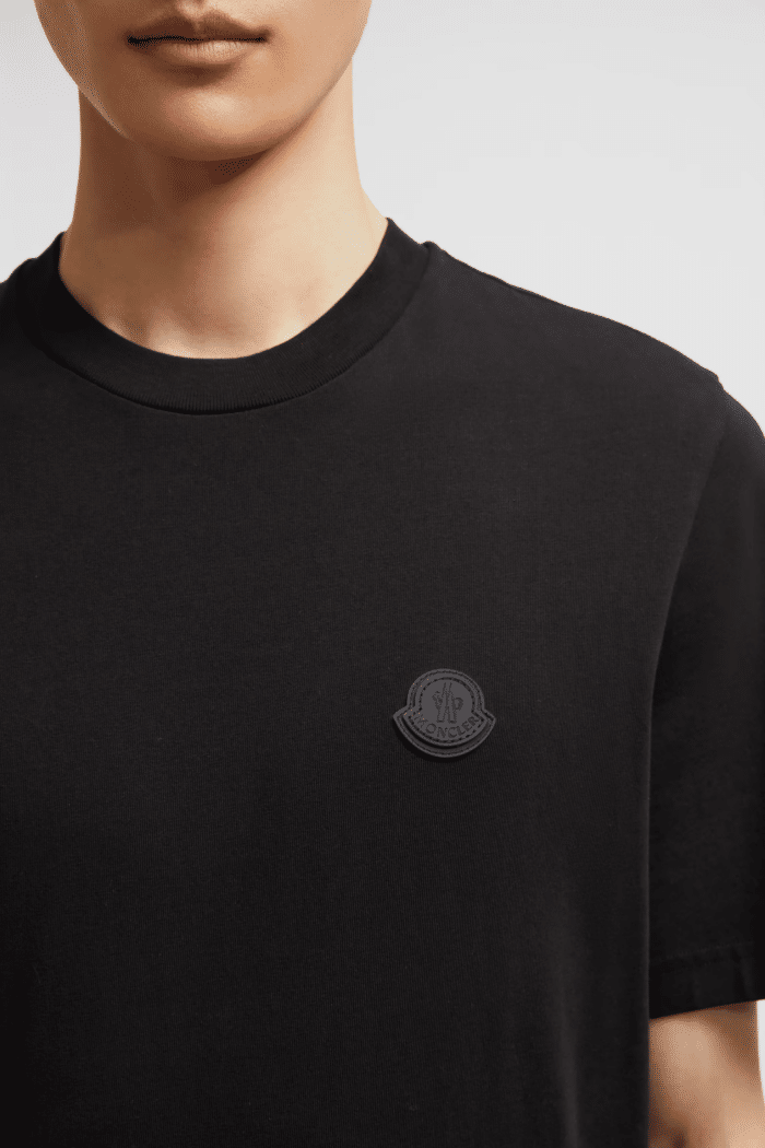 Tee-Shirt Coton Noir Logo Cuir