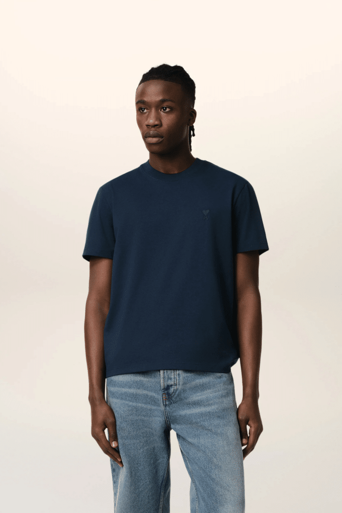 Tee-Shirt Bleu Nuit Cœur Ton sur Ton