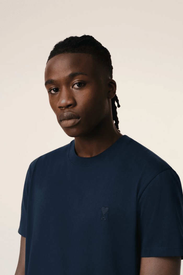Tee-Shirt Bleu Nuit Cœur Ton sur Ton
