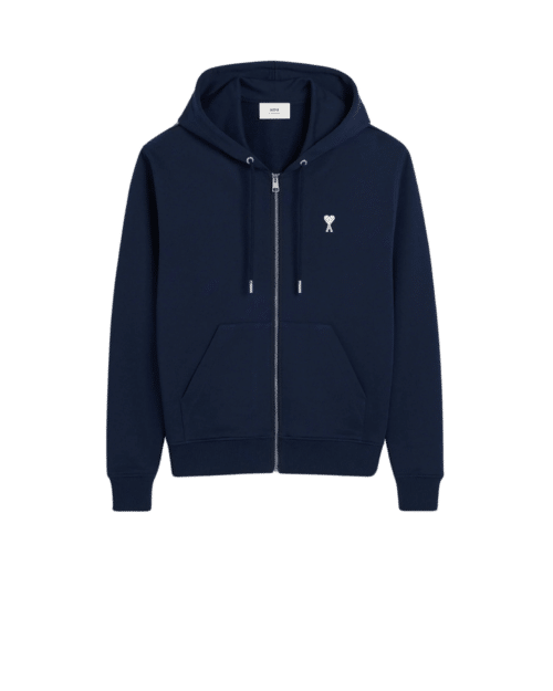 Hoodie Zippé Coton Bleu Nuit