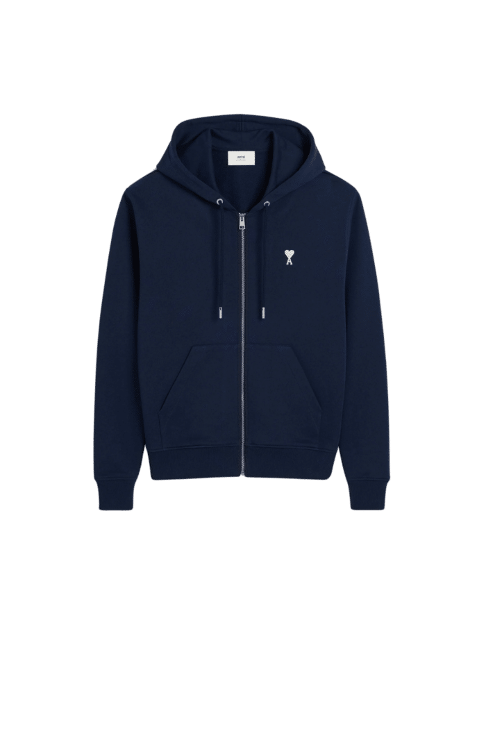 Hoodie Zippé Coton Bleu Nuit