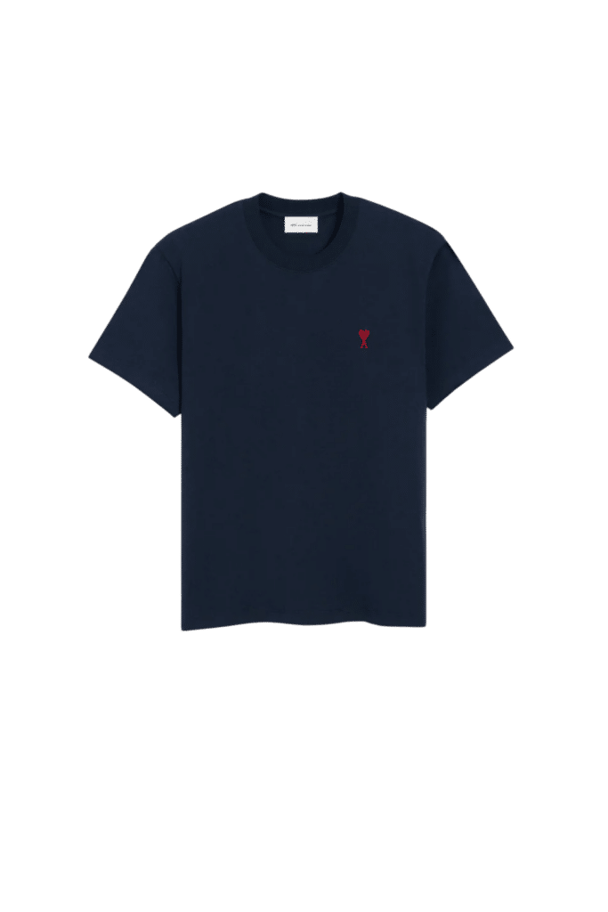 Tee-shirt Bleu Nuit cœur rouge