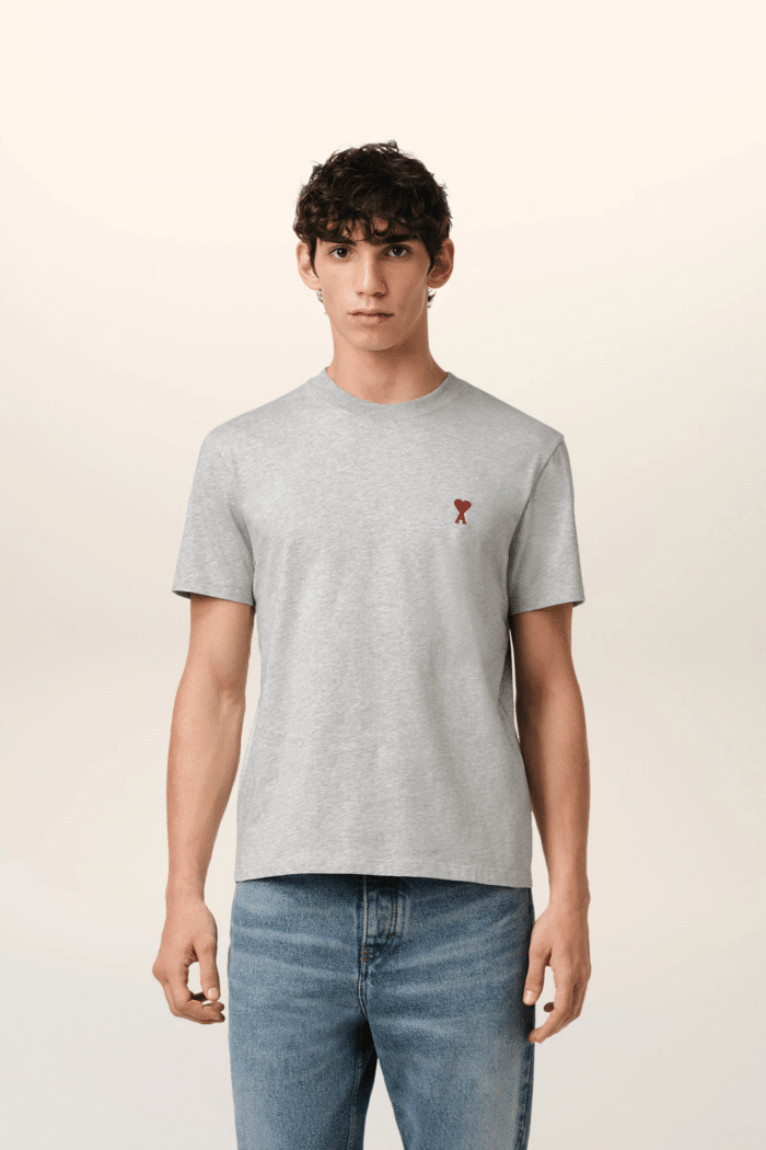 Tee-Shirt Gris Chiné Cœur Rouge