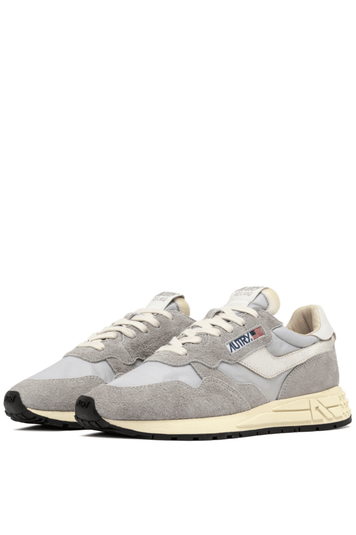Sneakers Reelwind Daim et Nylon Gris Blanc