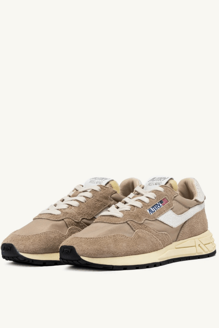 Sneakers Reelwind Daim et Nylon Poivre Blanc