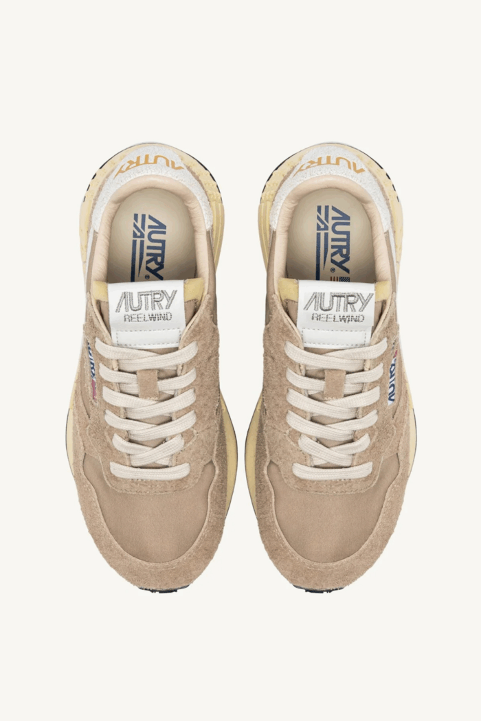 Sneakers Reelwind Daim et Nylon Poivre Blanc