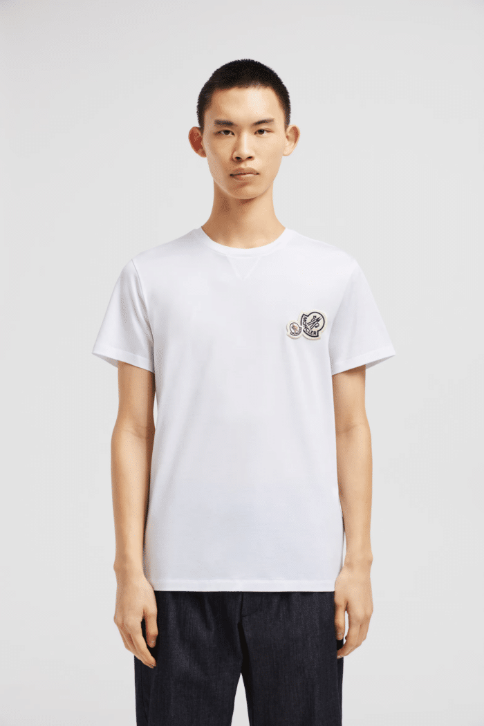 Tee-Shirt Blanc Double Logo Poitrine