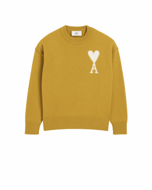 Pull Col Rond Havane Cœur Écru