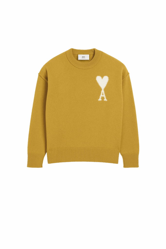 Pull Col Rond Havane Cœur Écru