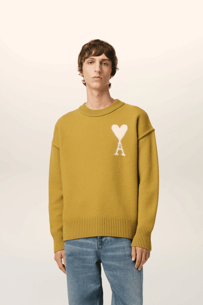 Pull Col Rond Havane Cœur Écru