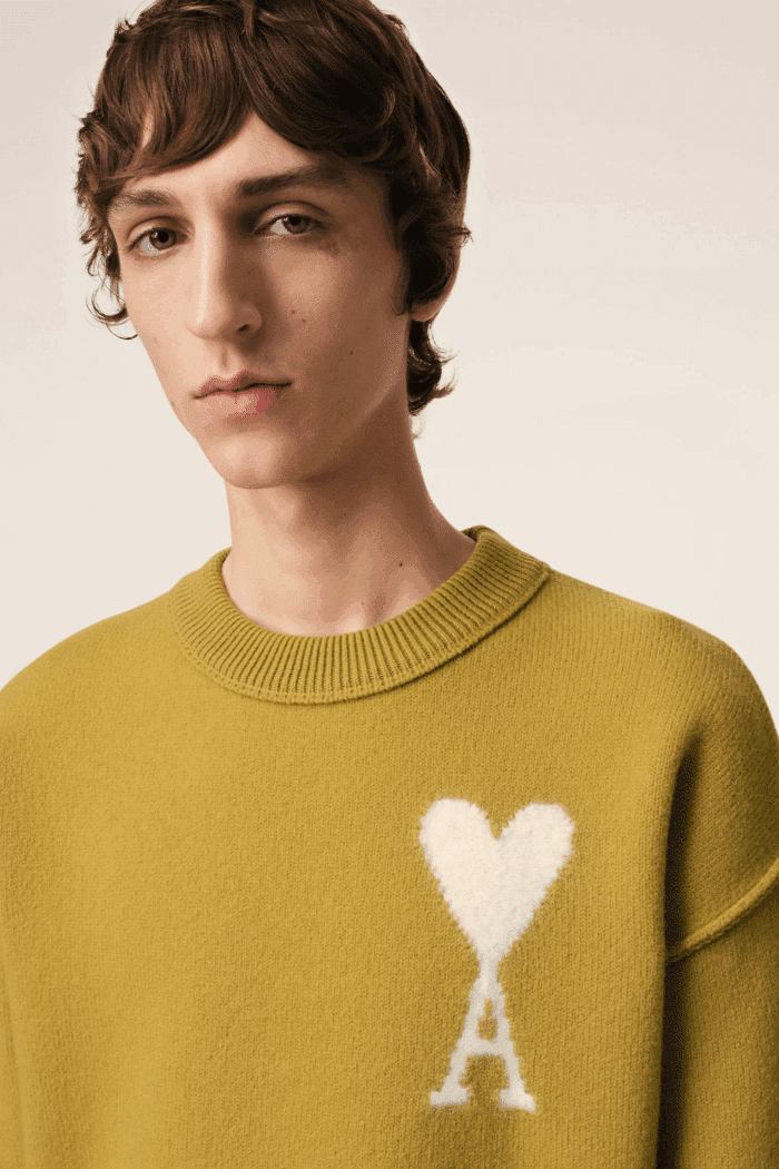 Pull Col Rond Havane Cœur Écru