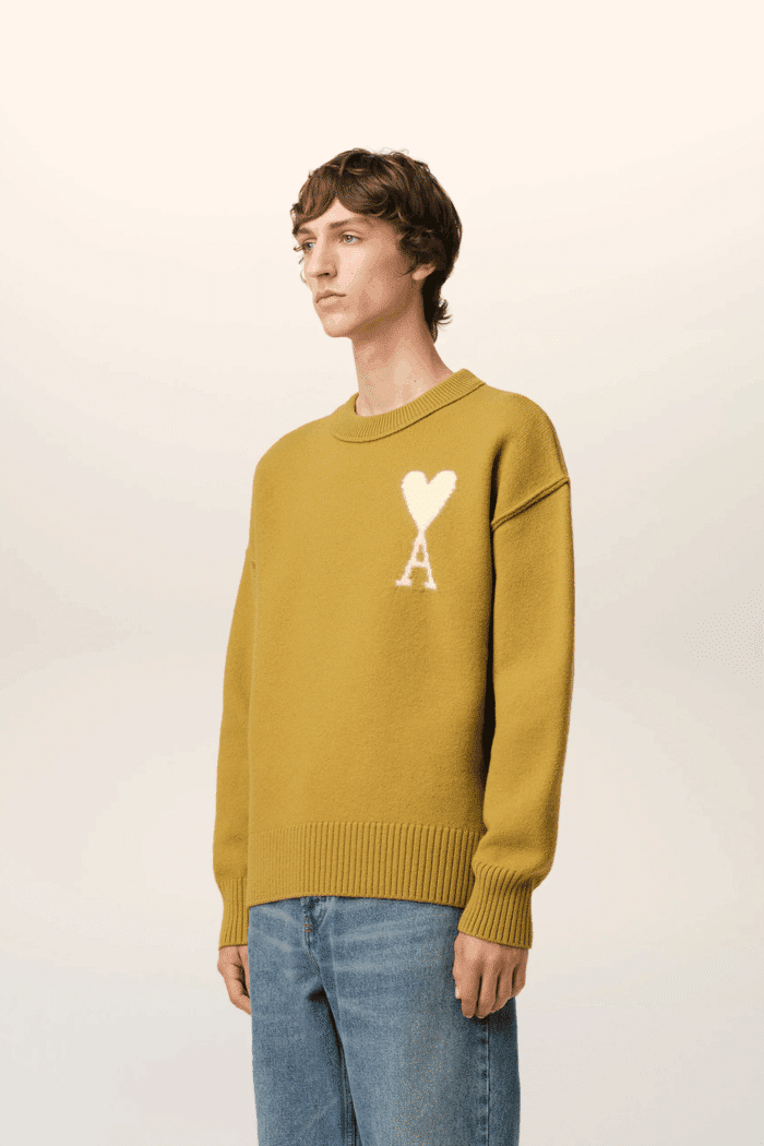 Pull Col Rond Havane Cœur Écru
