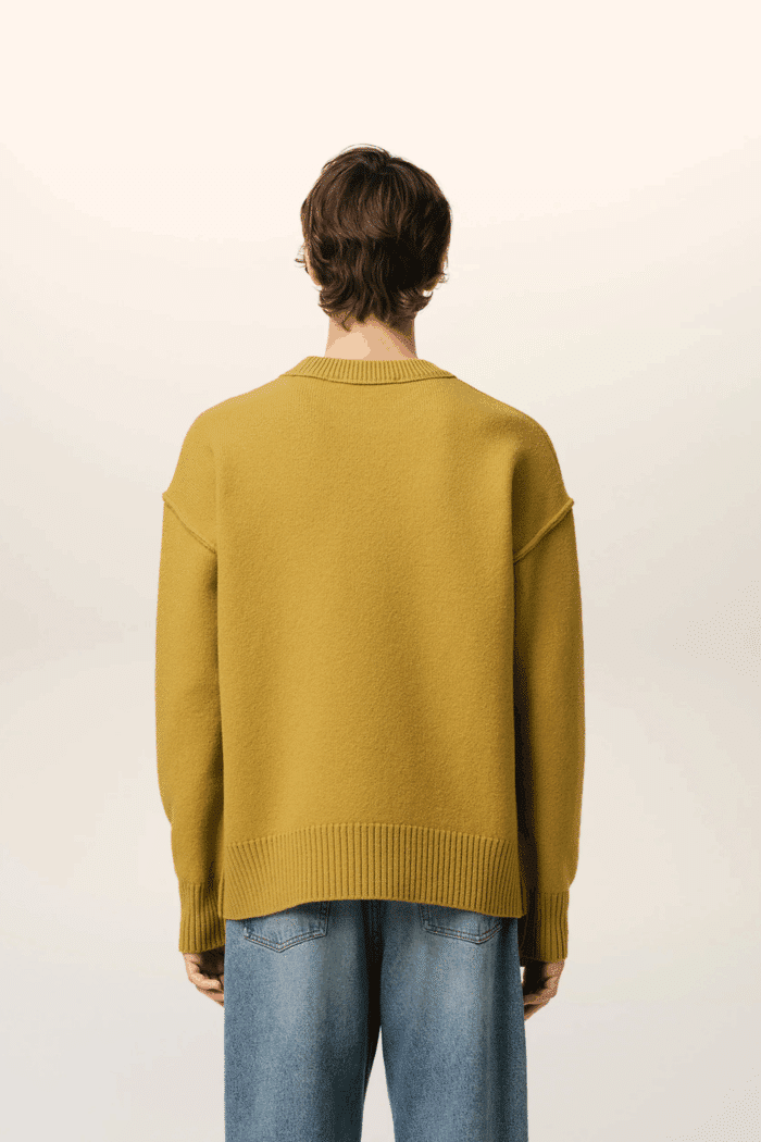 Pull Col Rond Havane Cœur Écru