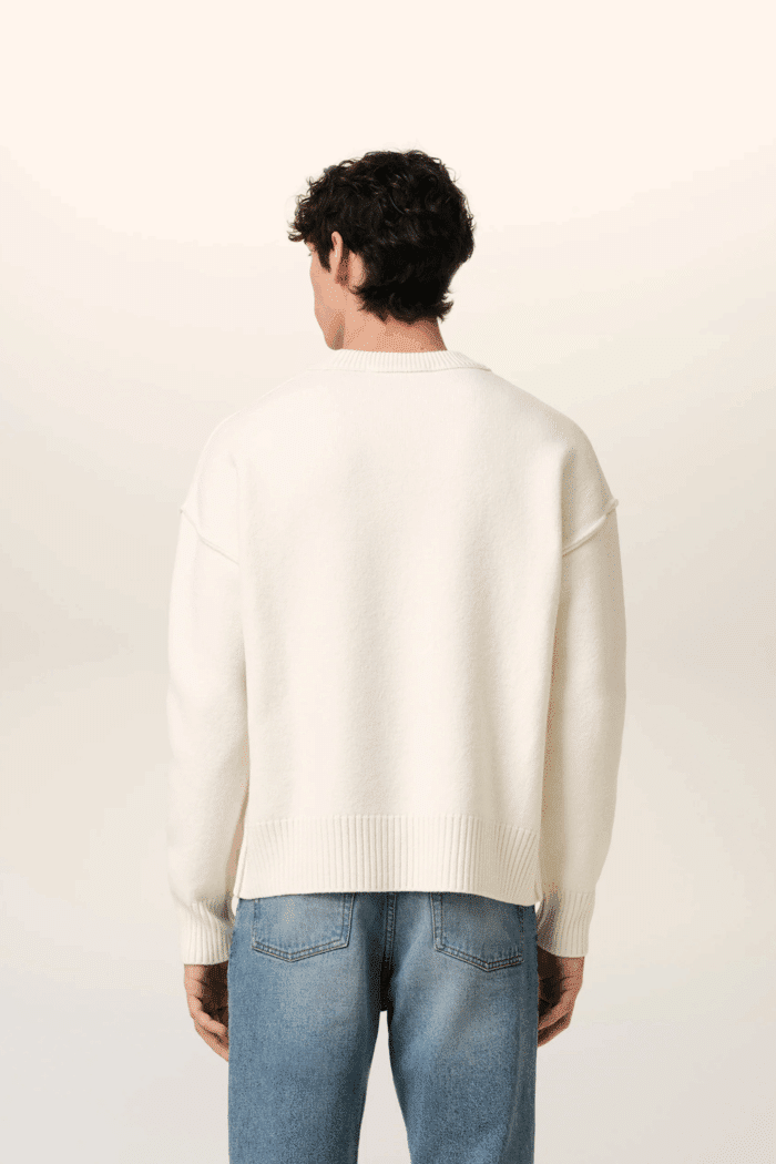Pull Laine Ecru Cœur Rouge