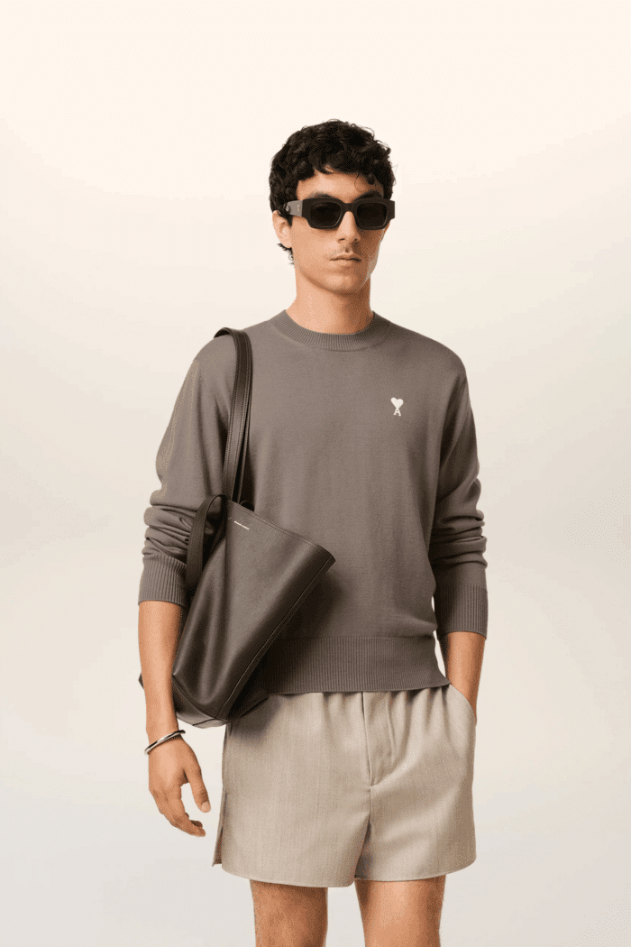 Pull Laine Cendre Cœur Blanc