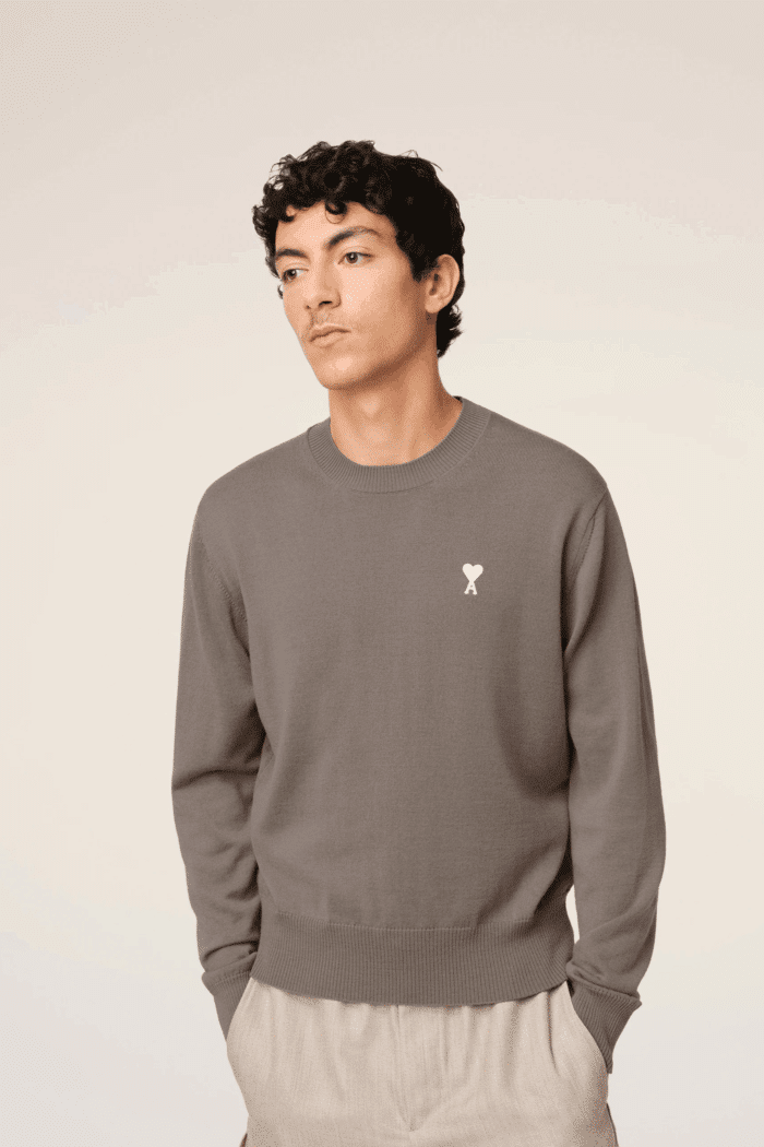 Pull Laine Cendre Cœur Blanc