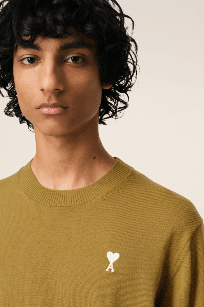 Pull Laine Havane Cœur Blanc