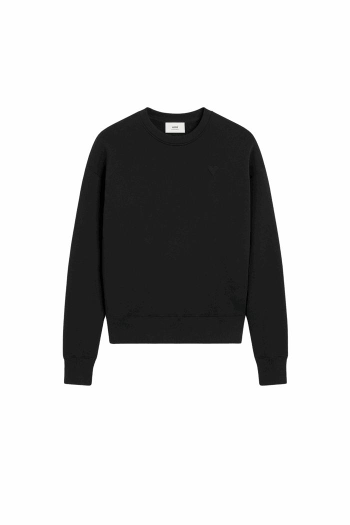 Sweat Noir Cœur Embossé Ton sur Ton