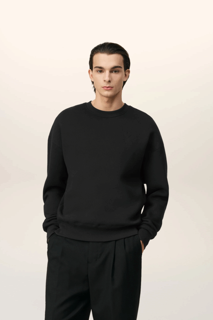 Sweat Noir Cœur Embossé Ton sur Ton