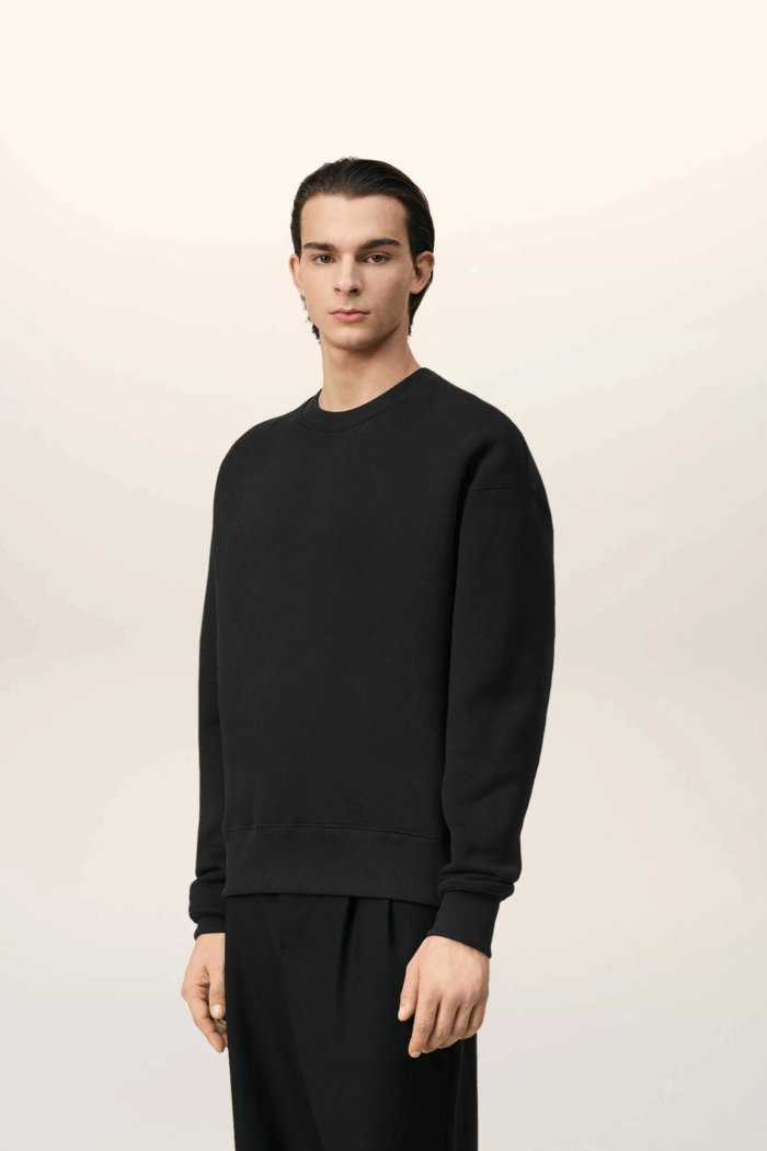 Sweat Noir Cœur Embossé Ton sur Ton