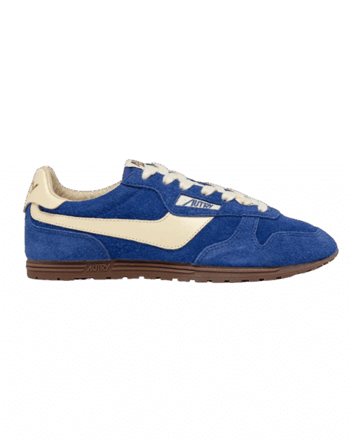 Sneakers Windspin Daim Bleu Cuir Écru