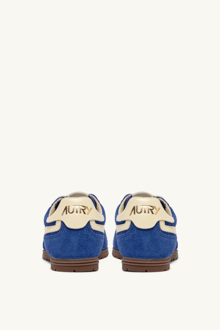 Sneakers Windspin Daim Bleu Cuir Écru