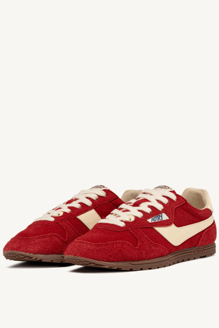 Sneakers Windspin Daim Rubis Cuir Écru