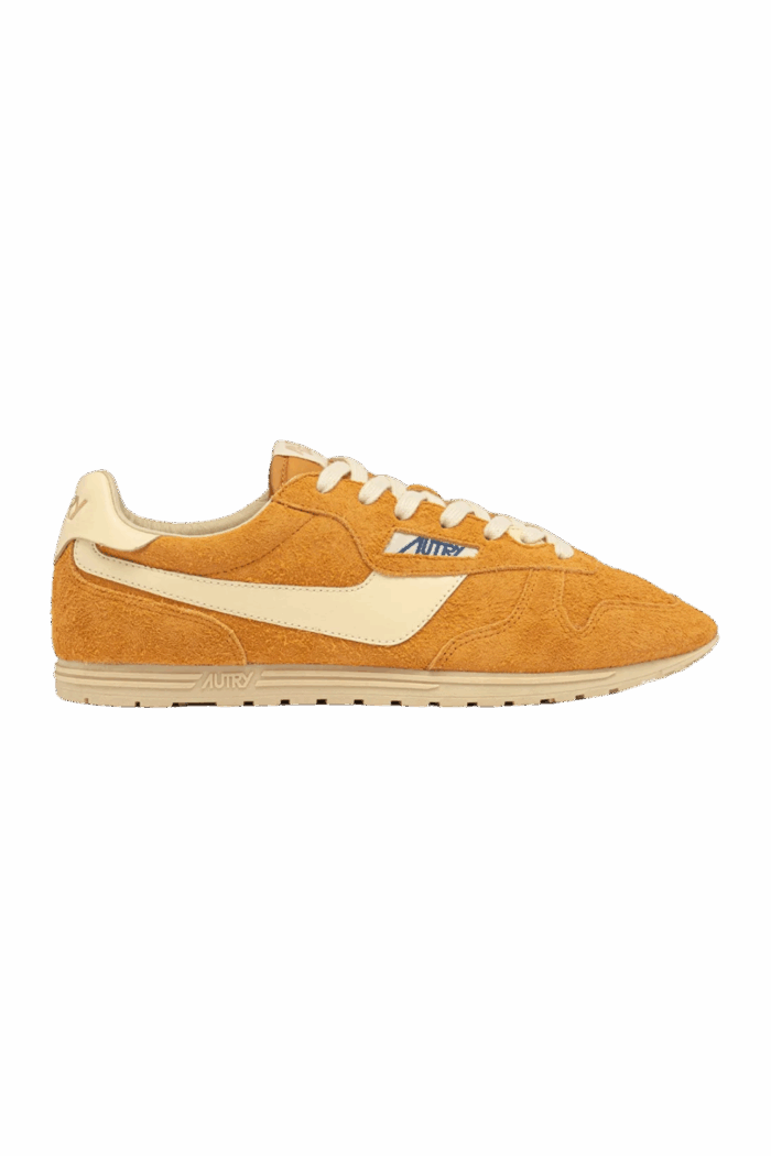 Sneakers Windspin Daim Safran Cuir Écru