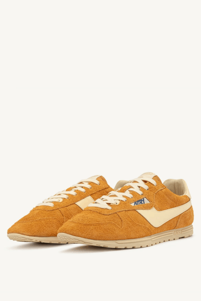 Sneakers Windspin Daim Safran Cuir Écru