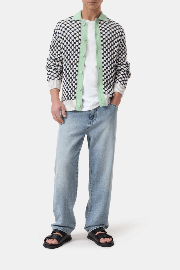 Cardigan Coton Beige Vert