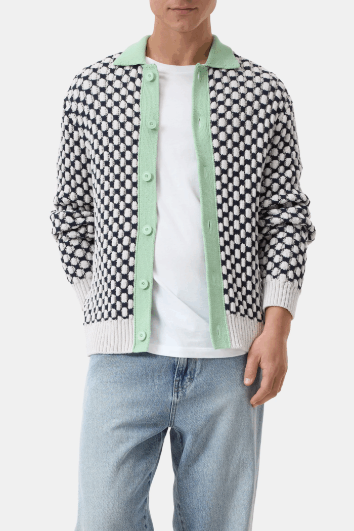 Cardigan Coton Beige Vert