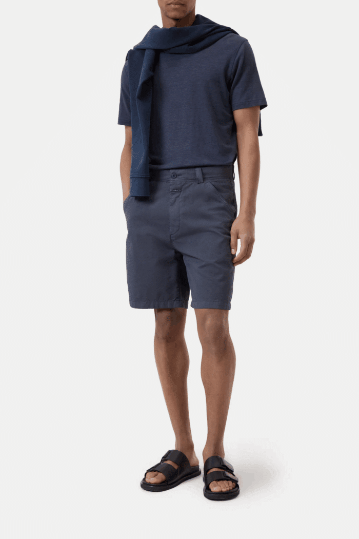 Tee-Shirt Lin Mélangé Bleu Fumé
