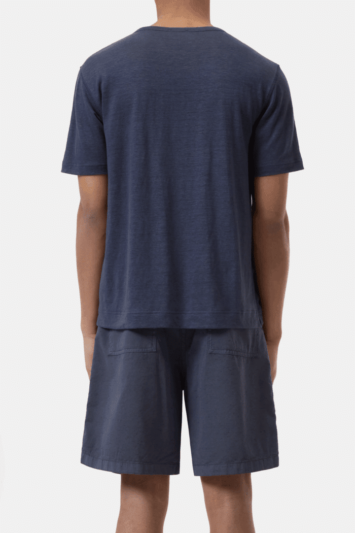 Tee-Shirt Lin Mélangé Bleu Fumé
