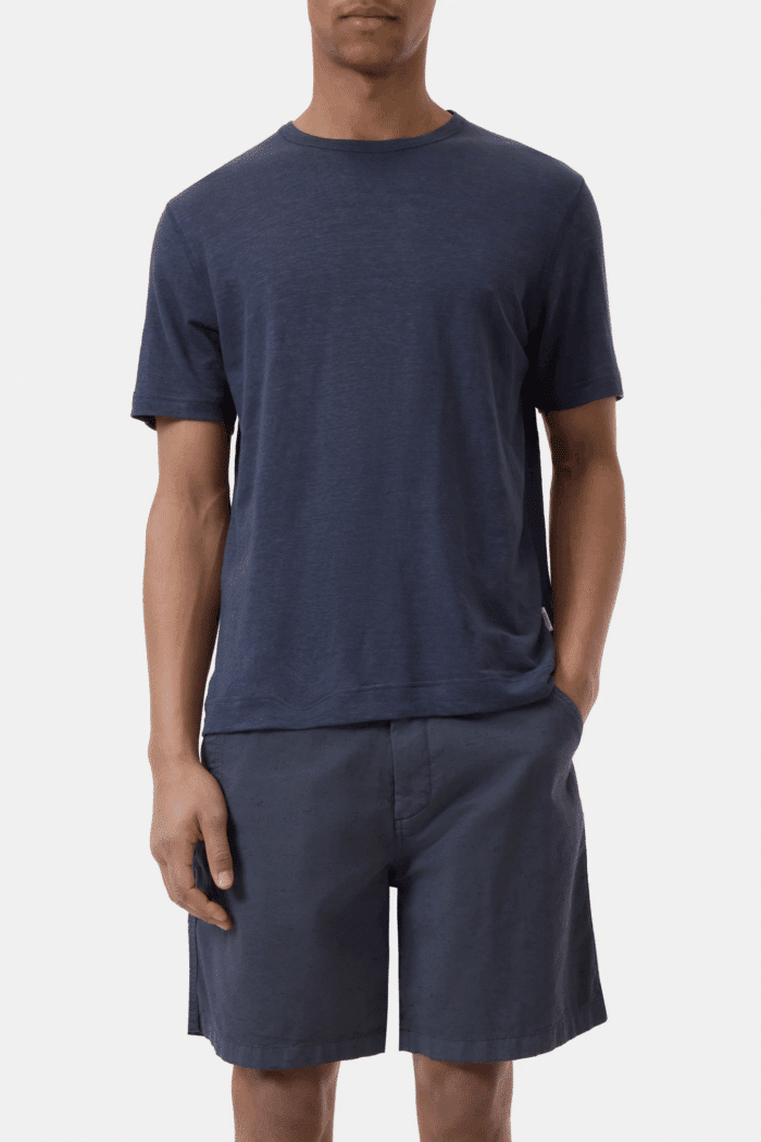 Tee-Shirt Lin Mélangé Bleu Fumé