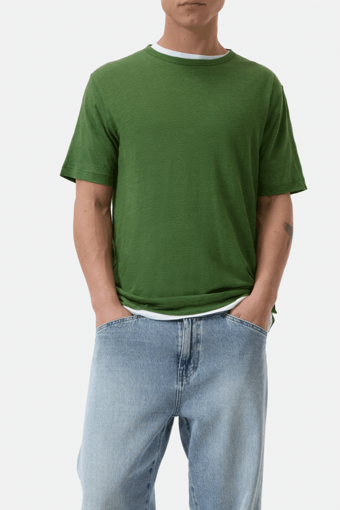 Tee-Shirt Lin Mélangé Vert Ranger
