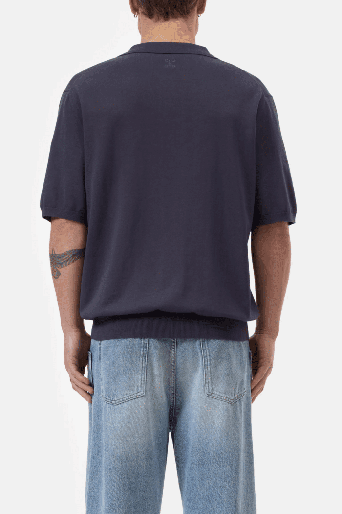 Polo Zippé Coton Bleu Fumé