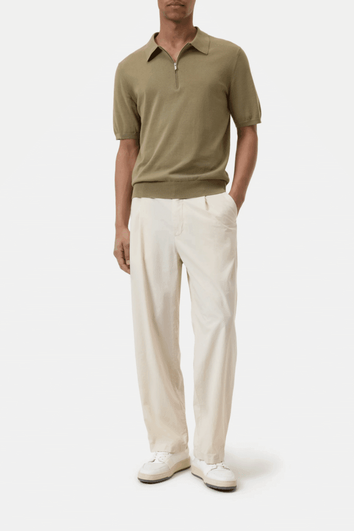 Polo Zippé Coton Vert Chino
