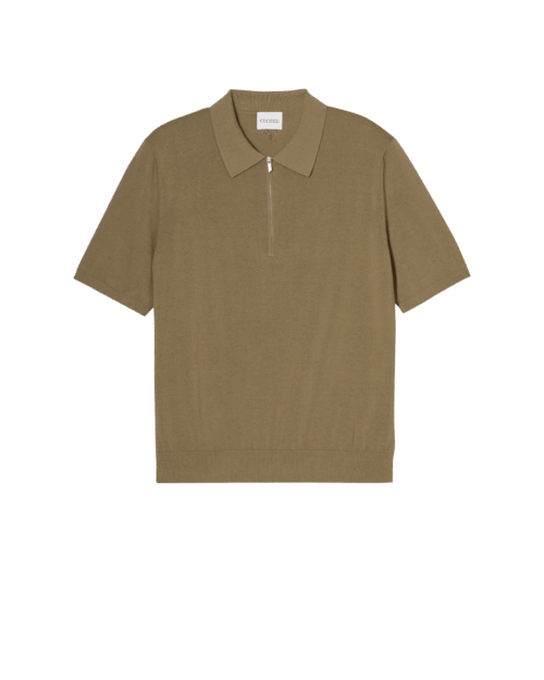 Polo Zippé Coton Vert Chino