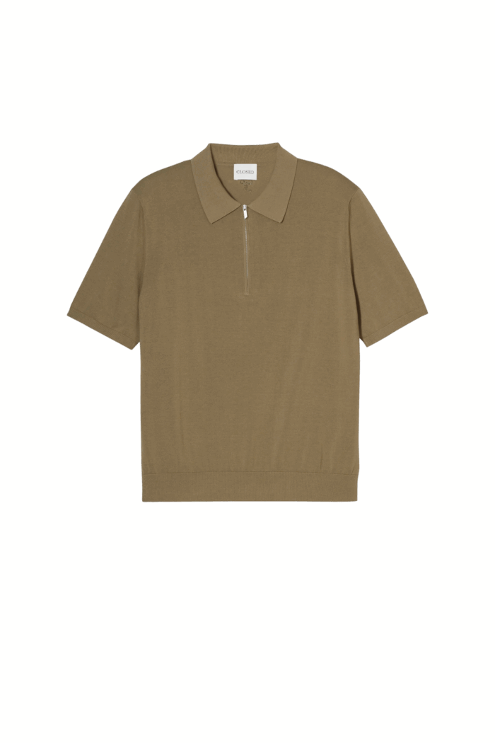 Polo Zippé Coton Vert Chino