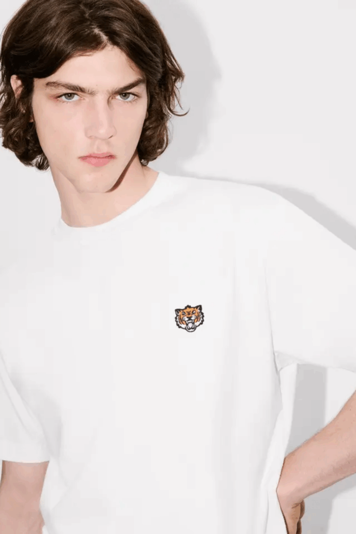 Tee-Shirt Happy Tiger Coton Blanc Cassé