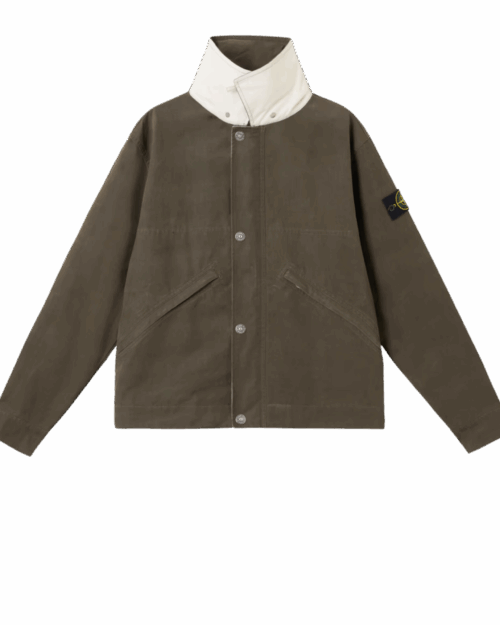 Veste A Col Coton Kaki