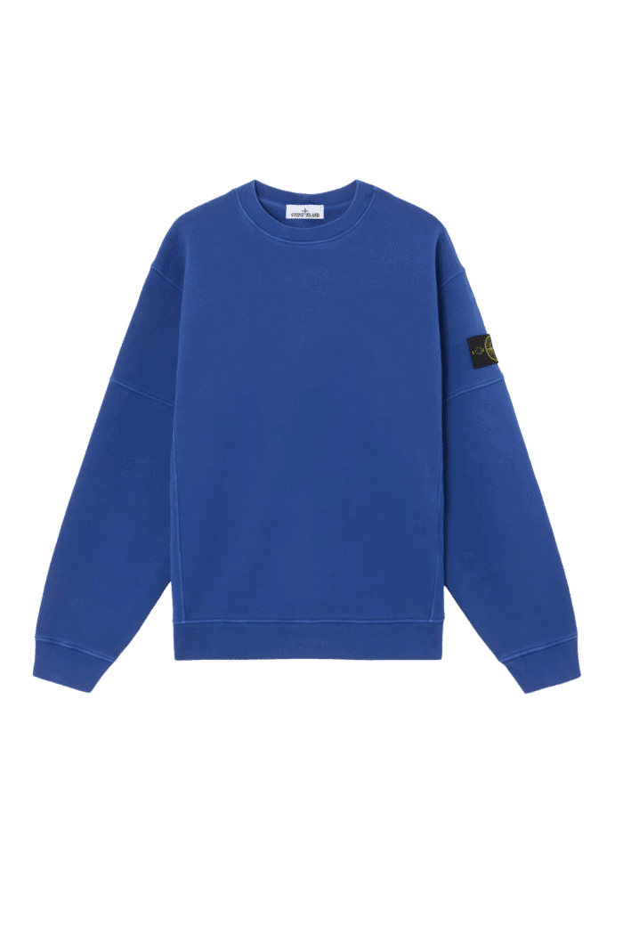 Sweat Coton Délavé Bleu Vif
