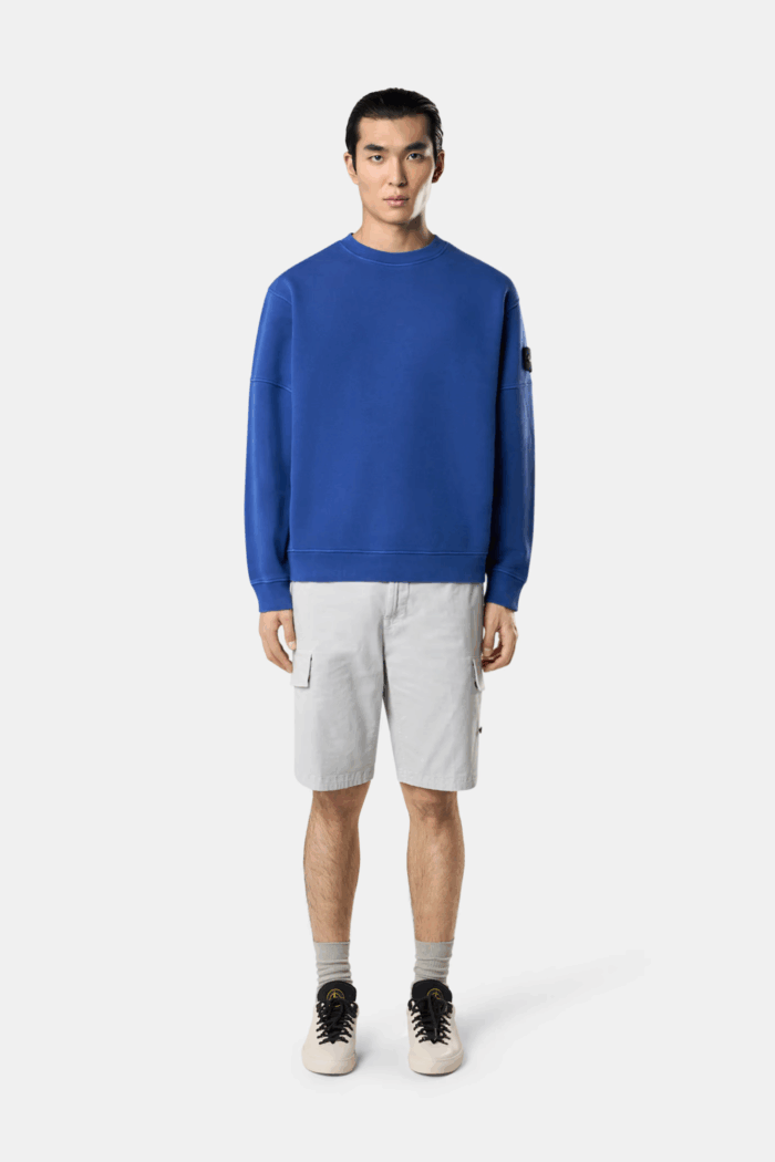 Sweat Coton Délavé Bleu Vif