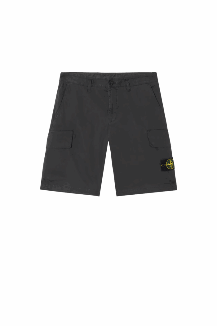 Bermuda Cargo Coton Usé Noir