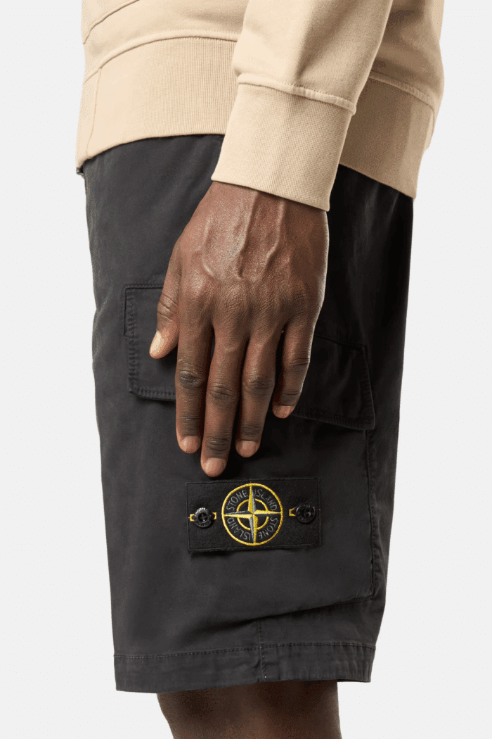 Bermuda Cargo Coton Usé Noir