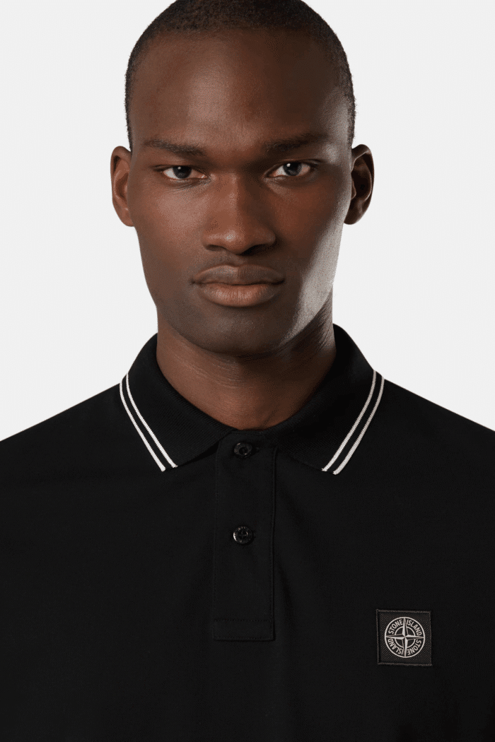 Polo Coton Élasthanne Noir